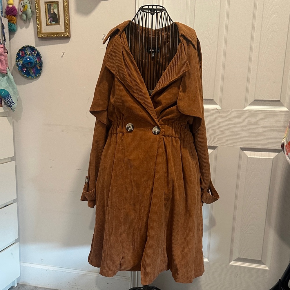 Alice Blue Tan Corduroy Trench Coat